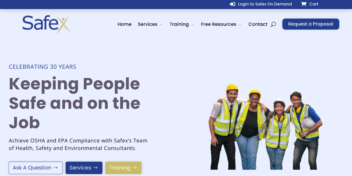 image of the safex website after it's redesign